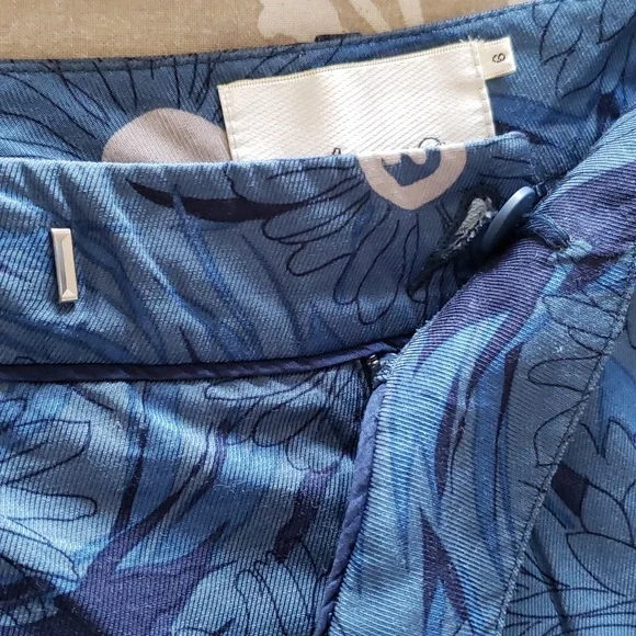 Elevenses for Anthropologie Blue Lunar Mum Tapered Capris Size 6 - Picture 8 of 11